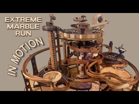 Retro Sci-Fi marble run with motorized lifts: most difficult woodworking project I've attempted!