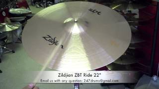 Video thumbnail for Zildjian ZBT Ride 22" - 247drums SR (Sound Review) BWYH (Buy What You Hear) by 247drums Boston MA