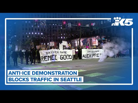 Demonstration blocks traffic in downtown Seattle