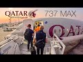 QATAR Airways B737 MAX Lounge Doha Abu Dhabi FULL FLIGHT REPORT