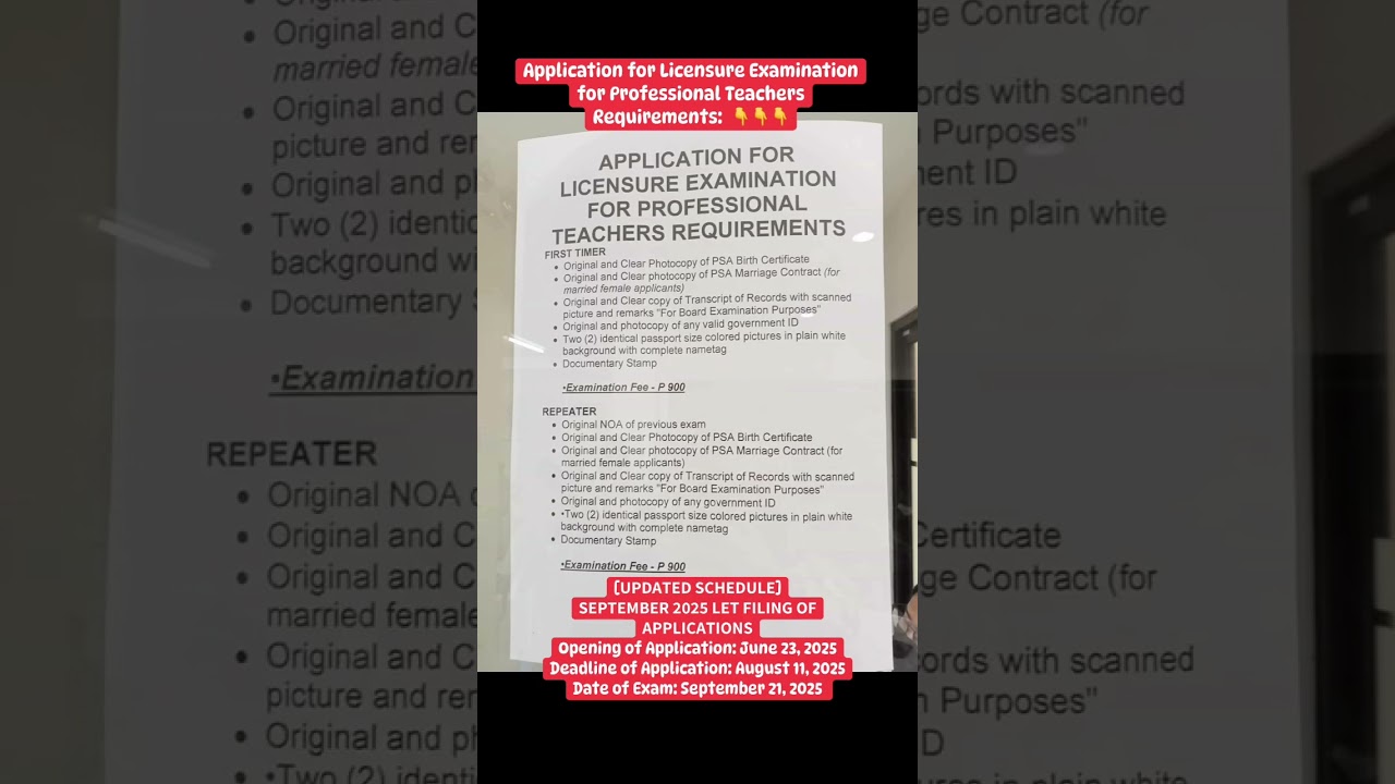 Application for Licensure Examination for Professional Teachers Requirements:  👇👇👇