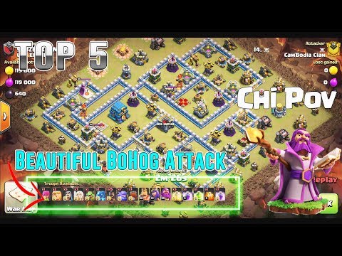 TOP 5!! BEAUTIFUL ATTACK - BOHOG RIDER DESTROY TH12 AFTER UPDATE ( Clash of Clans )