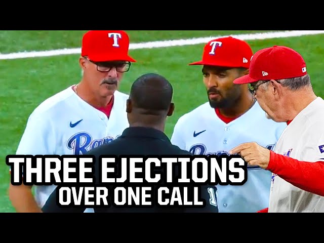 Umpire ejects three Rangers at same time, a breakdown