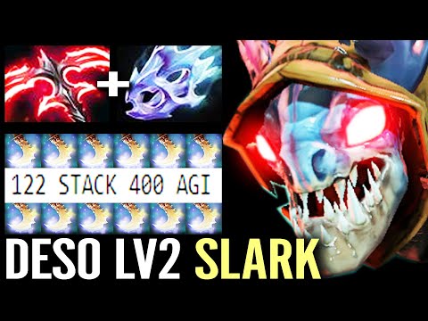 +400 AGI DESO Lv2! WTF Slark Max Speed 2x Moon Shard Crazy Fun Top Rank Dota 2 Pro Carry Guide