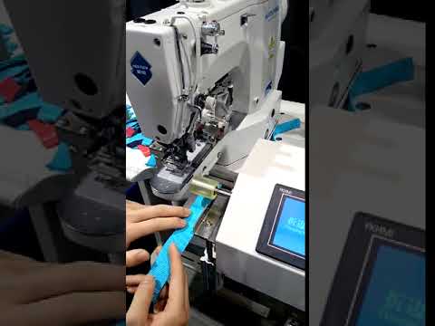 The sewing machine folds and sews the sling into the loop AAS-430 video