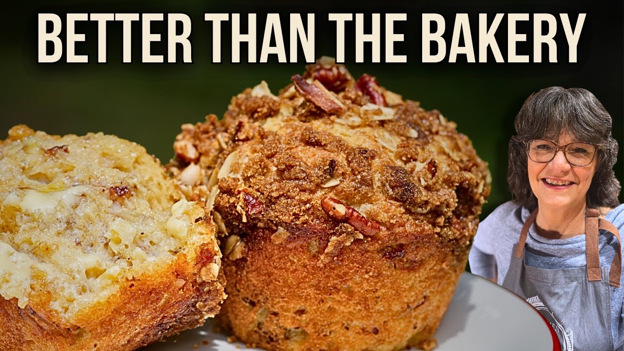 Banana Nut Muffin Recipe with a Crunchy Top and a Surprise Middle