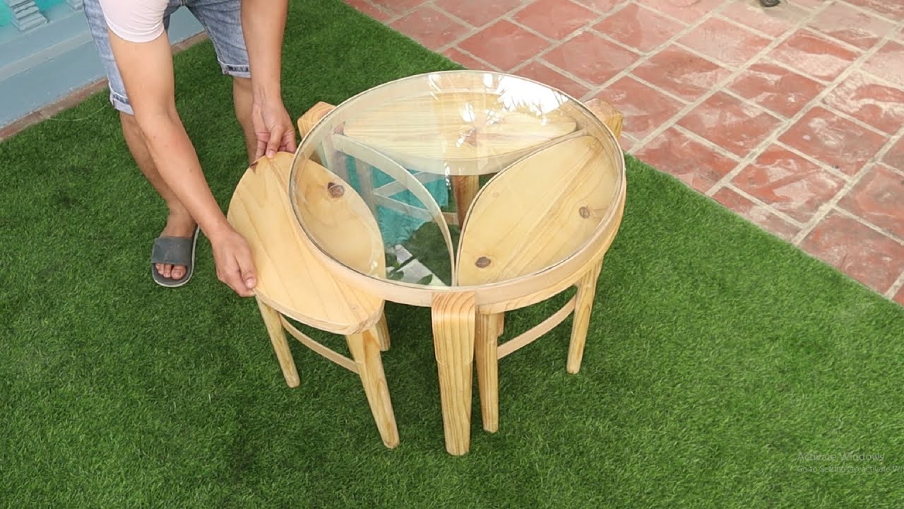 The Idea Of Designing A Very Unique Round Cafe Table Set // Woodworking Projects With Wood Strips