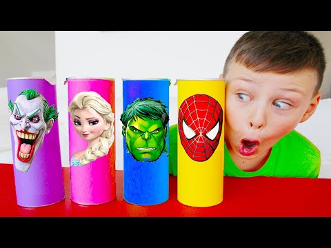 Kids plays with magic boxes