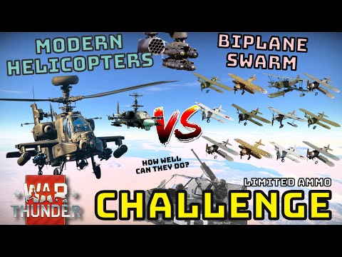 MODERN HELICOPTERS VS BIPLANE SWARM - How Well Can They Do? - WAR THUNDER