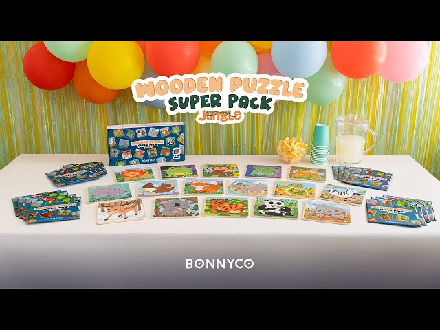 Vídeo relacionado con BONNYCO Pack 16 Puzzle Madera de 4 Piezas para Regalos Cumpleaños Niños Colegio 1 a 5 Años. Ideas Detalles Invitados, Juguetes Infantiles y Juegos Rompecabezas para Bebés Guardería