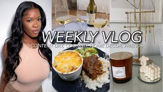 WEEKLY VLOG: CONTENT DAY + COOK WITH ME + MINI HOME DECOR HAUL + HANGING OUT WITH FRIENDS!