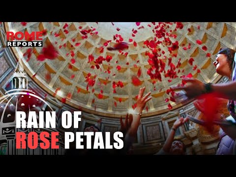 🌹 | A shower of rose petals fall through the dome of the Pantheon in Pentecost tradition