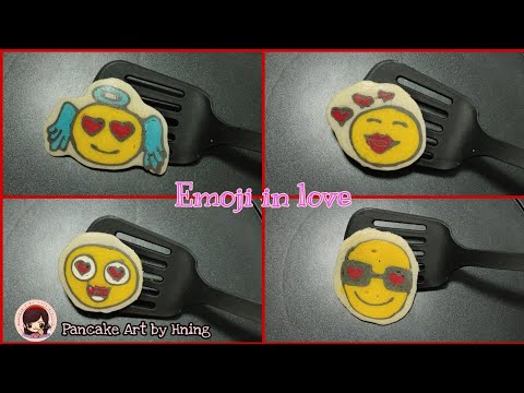 Emoji Pancake Art - Emoji in love face for Valentine's Day