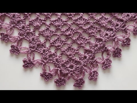 How to Crochet Triangle Shawl - Easy Crochet Shawl Pattern For Beginners - knit shawl step by step