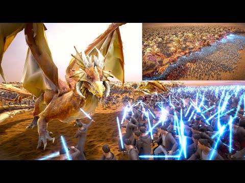 Sun Dragons Army vs Jedis - uebs2 ☀️(4K) - Ultimate Epic Battle Simulator 2