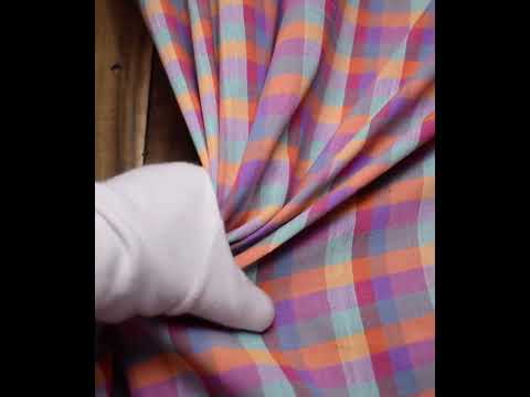 Check Multicolor Pure Cotton 93 GSM Handwoven Fabric 586 — video