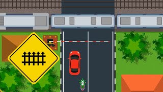 Download lagu Traffic Signs | Warning Sign for a Level Crossing with a Railroad Crossing with a Gate mp3