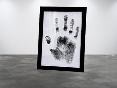 Wood black ink hand print for adult . diy hand impression ki...