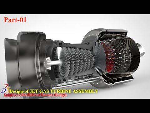 Solidworks Tutorial # 155 How to Design a JET GAS TURBINE Assembly (Engine) in SW Easy Design
