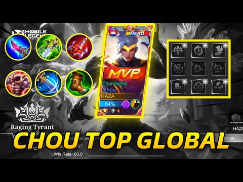 CHOU TOP 1 GLOBAL EMBLEM SET 2022 AND BUILD | CHOU NEW META GAMEPLAY NEW SEASON 25  | Mobile Legends
