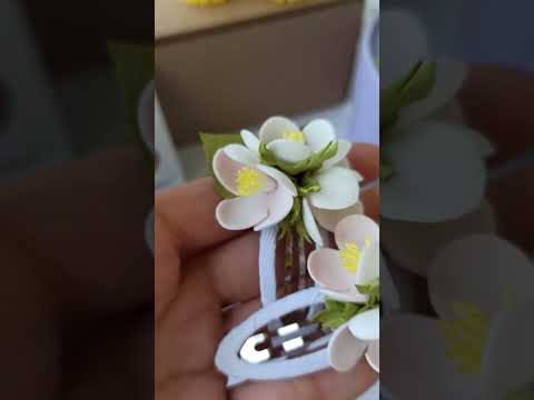 Заколки яблоневый цвет. Ручная работа из фоамирана. Заколки для волос.