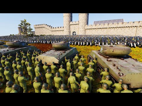 20,000 WW2 US Army Siege 1 MILLION KNIGHT CASTLE DEFENSE! - Ultimate Epic Battle Simulator 2 UEBS 2