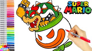 Super Mario Bowser Coloring Book - How to color Mario Gaming characters - Copic Markers | SETC