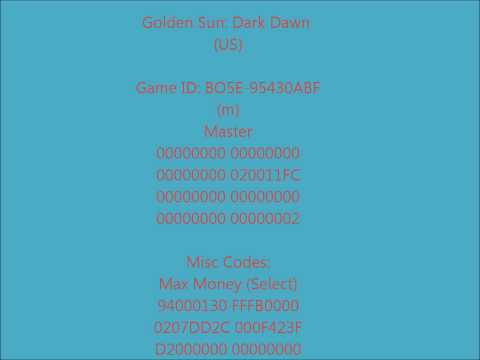 Golden Sun: Dark Dawn (US) Action Replay Codes