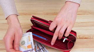 Вертикальный вместительный кошелек из кожи ST Leather 19307 бордовый