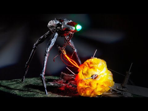 Aliens Destroy Earths Most Powerful Weapon. Destruction Of The Thunderchild. #scalemodel #3dprinting