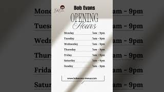 ⏰ Bob Evans Opening Hours 2025 | When to Go for Breakfast 🥞🍳 #bobevans #bobevanshours