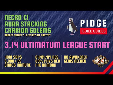 3.14 League Start Build Guide | Carrion Golems CI Aura Stacking Necro | Ultimatum