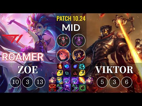 T1 Roamer Zoe vs Viktor Mid - KR Patch 10.24