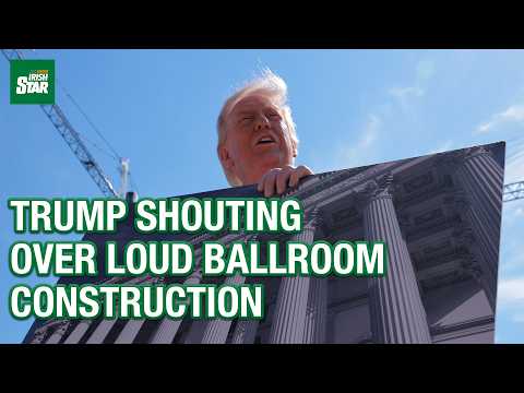 Trump yells through conference at ballroom construction site