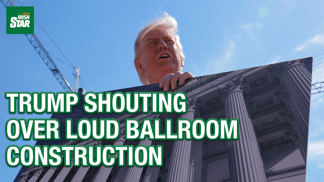 Trump yells through conference at ballroom construction site