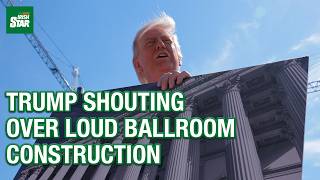 Trump yells through conference at ballroom construction site
