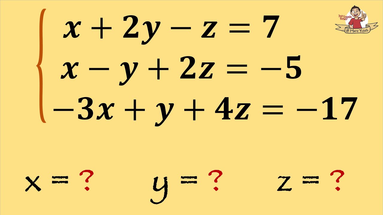 Ej. 1. MÉTODO DE ELIMINACIÓN (REDUCCIÓN O SUMA Y RESTA). Sistema de ecuaciones de 3x3.