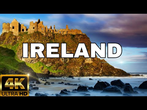 FLYING OVER IRELAND (4K UHD) - AMAZING BEAUTIFUL SCENERY & RELAXING MUSIC