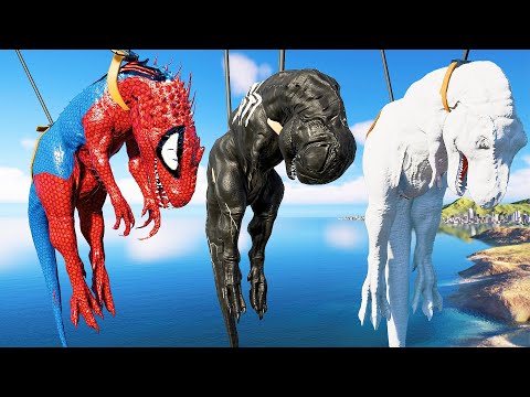 (Jurassic World Evolution🌍)SpiderMan I-Rex VS Venom Carnotaurus Dinosaurs Fight