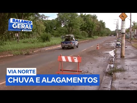 Chuva volta a causar transtornos na Via Norte, em Ribeirão Preto (SP)