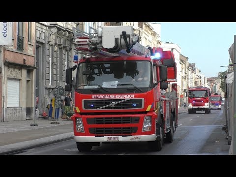 25X Hulpdiensten met Spoed onderweg naar een Brand in Brussel - Fire brigade Brussels ..