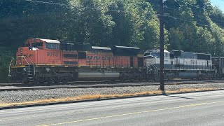 BNSF SD70ACE And SD70MAC leading coal train!