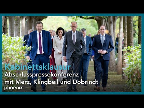 Kabinettsklausur: Pressekonferenz mit Merz, Klingbeil und Dobrindt | 01.10.25