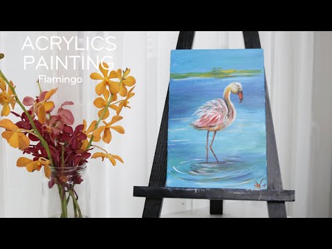 Acrylics Painting #194 How to Draw a Realistic Flamingo Step by Step