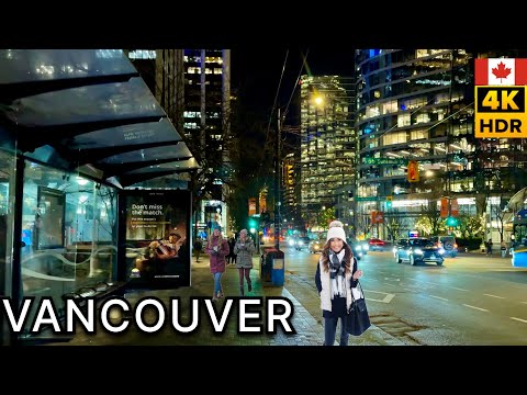 ✨🇨🇦‌Downtown Vancouver  Night Walking Tour - Vancouver Bc, Canada  Jan, 2026 [4K HDR]