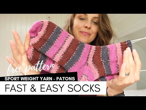 Patons Kroy Socks Mulberry Stripes Fast and Easy Socks free pattern knit by knittingILove