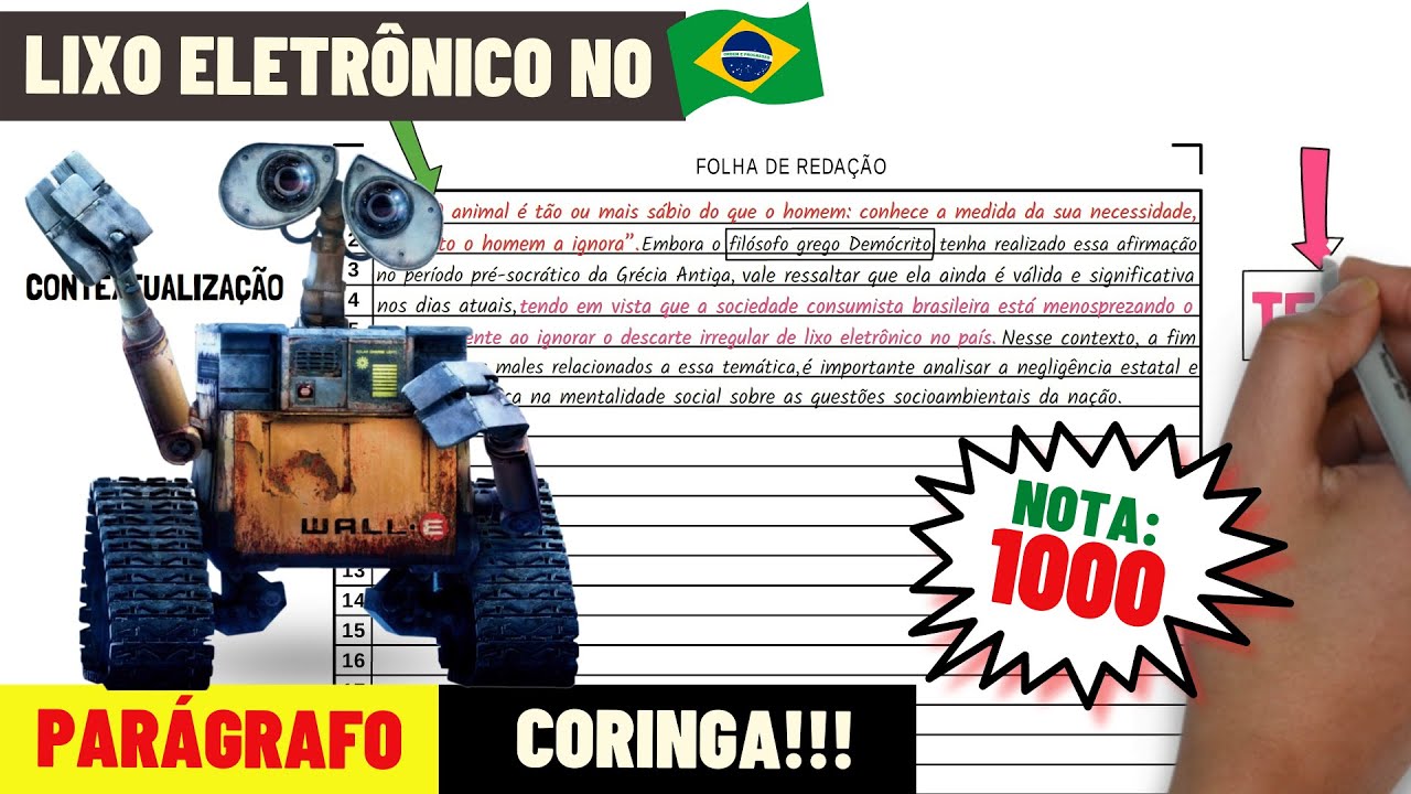 Redação Modelo ENEM sobre Lixo Eletrônico no Brasil | 🔥CONTÉM PARÁGRAFO CORINGA | VouSerMelhor
