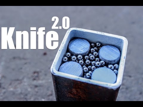 Forging Crazy Canister Damascus Ball Bearing Pattern Welded Steel Knife, Knifemaking, Blacksmithing