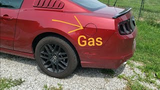How to put gas in a 2011-2021 Mustang - Gas cap fuel door how to open