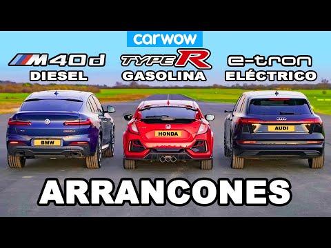 BMW X4 M40d vs Civic Type R vs Audi e-tron: ARRANCONES *Diesel vs Gasolina vs Eléctrico*